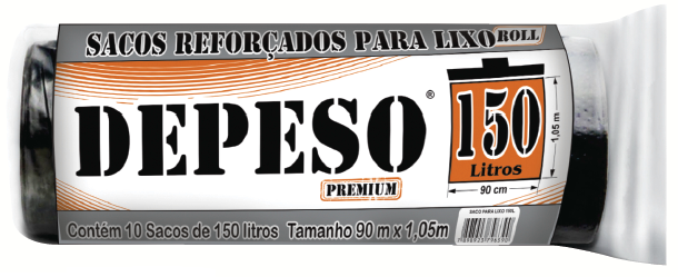 Sacos REFORÇADOS para lixo DEPESO Roll C/10 Sacos de 150l