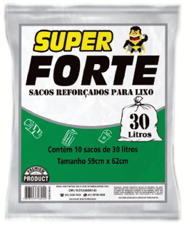 Sacos REFORÇADOS para lixo Superforte almofadas C/ 10 Sacos de 30l