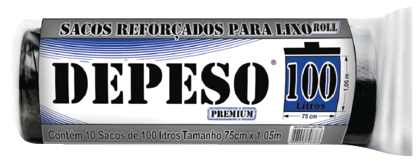 Sacos REFORÇADOS para lixo DEPESO Roll c/ 10 Sacos de 100l