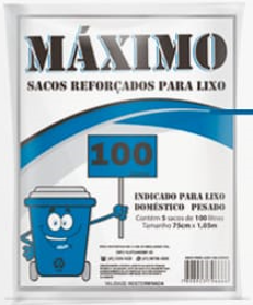Sacos Reforçados para lixo MÁXIMO c/ 05 Sacos de 100L