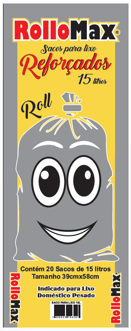 Sacos  para lixo  Rollomax Roll c/ 20 sacos de 15l