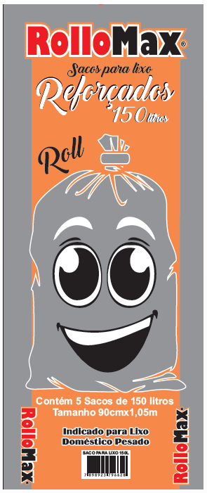 Sacos  para lixo  Rollomax Roll c/ 5 sacos de 150l